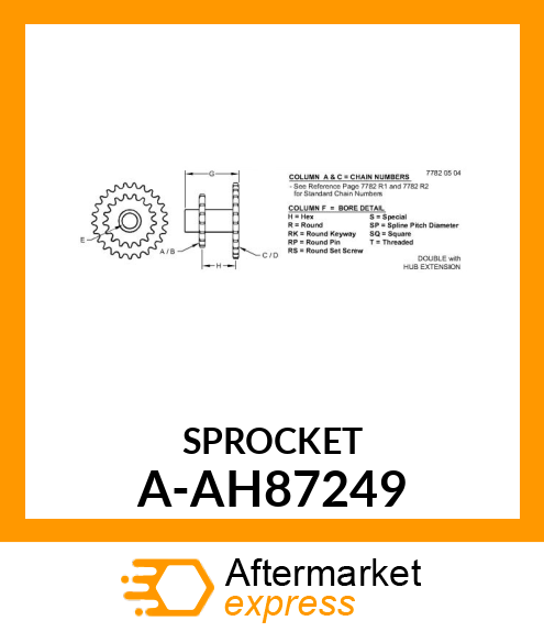 Chain Sprocket - SPROCKET, WALKER/SHOE A-AH87249