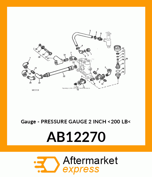 Gauge - PRESSURE GAUGE 2 INCH <200 LB< AB12270