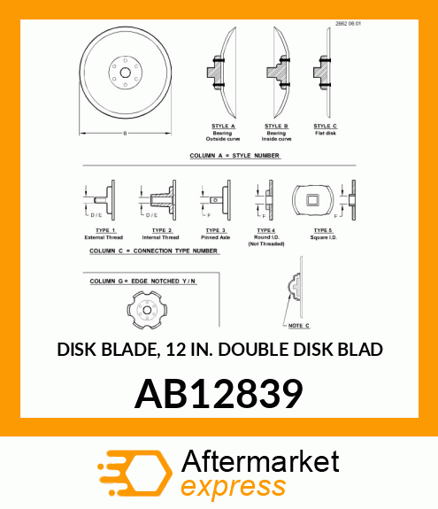 DISK BLADE, 12 IN. DOUBLE DISK BLAD AB12839