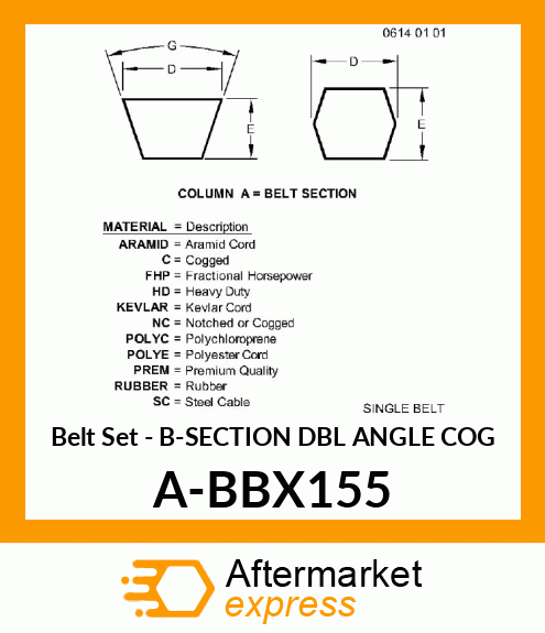 Belt Set - B-SECTION DBL ANGLE COG A-BBX155