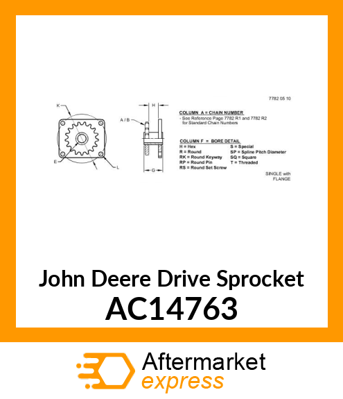 SPROCKET, 540 RPM SHEAR AC14763