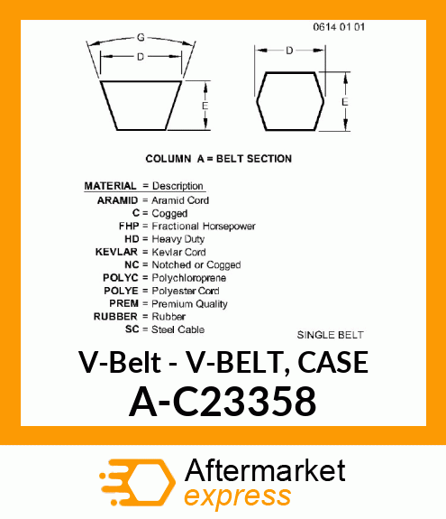 V-Belt - V-BELT, CASE A-C23358