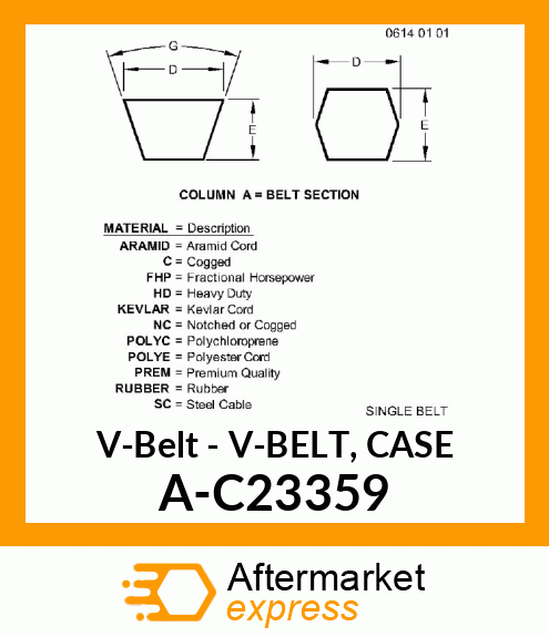 V-Belt - V-BELT, CASE A-C23359