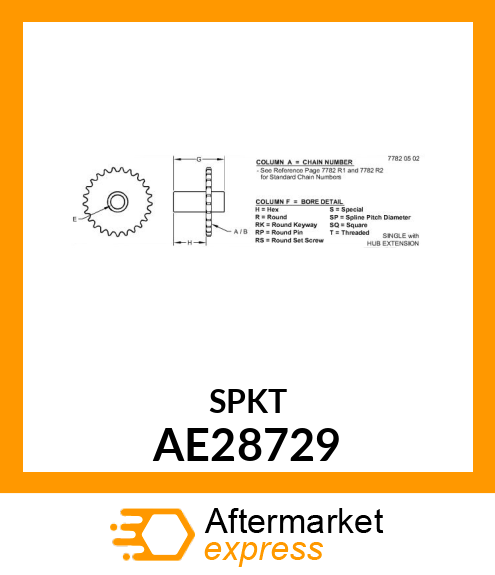 CHAIN SPROCKET, DRIVE AE28729