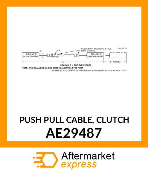 PUSH PULL CABLE, CLUTCH AE29487