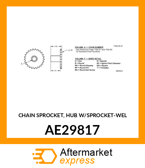 CHAIN SPROCKET, HUB W/SPROCKET AE29817