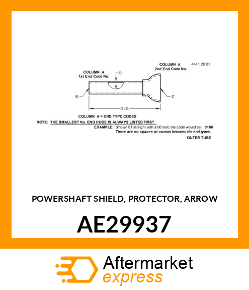 POWERSHAFT SHIELD, PROTECTOR, ARROW AE29937