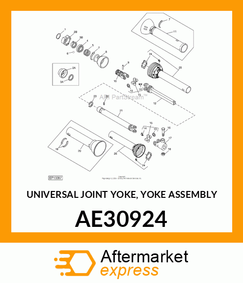 UNIVERSAL JOINT YOKE, YOKE ASSEMBLY AE30924