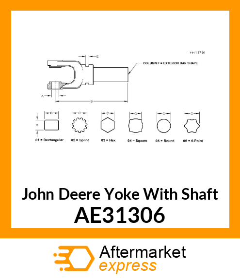 FRONT YOKE W/SHAFT AE31306