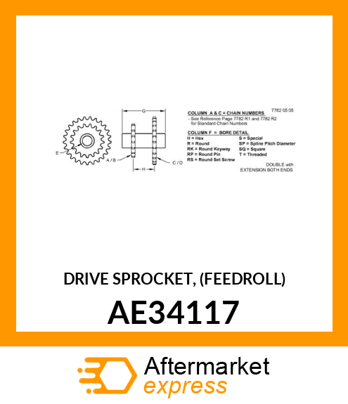 DRIVE SPROCKET, (FEEDROLL) AE34117