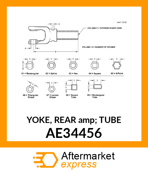 YOKE, REAR amp; TUBE AE34456