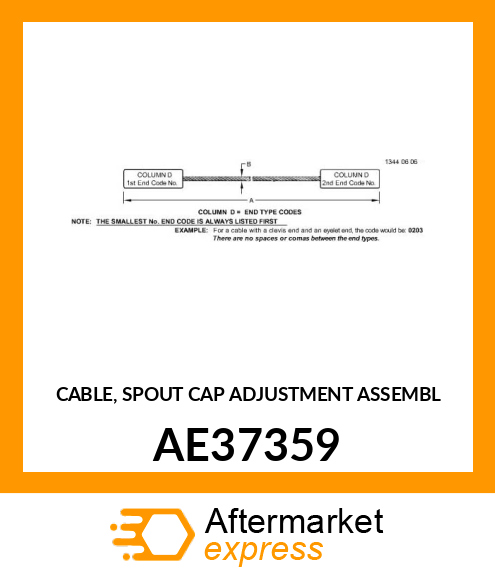 CABLE, SPOUT CAP ADJUSTMENT ASSEMBL AE37359