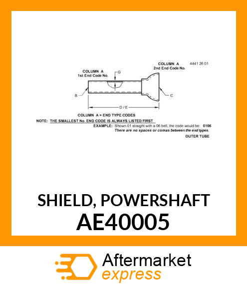 SHIELD, POWERSHAFT AE40005