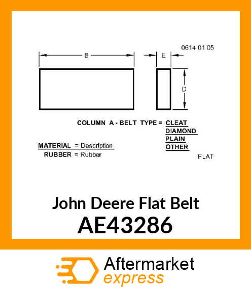 FLAT BELT, (REPAIR SECTION) AE43286