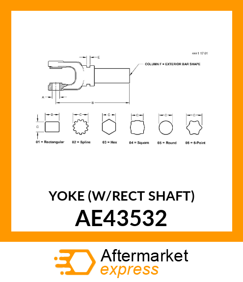 YOKE (W/RECT SHAFT) AE43532