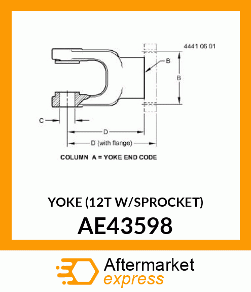 YOKE (12T W/SPROCKET) AE43598