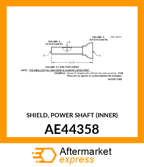 SHIELD, POWER SHAFT (INNER) AE44358