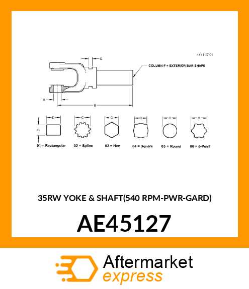 Yoke With Shaft AE45127