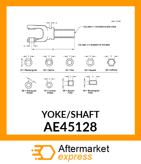 35RW YOKE amp; TUBE (540 RPM) AE45128