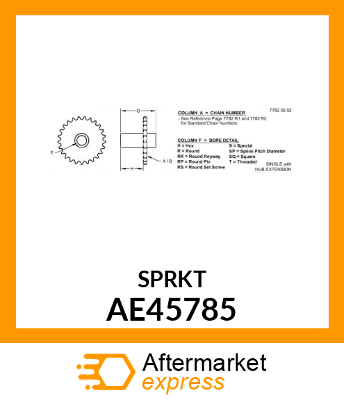 CHAIN SPROCKET, (AUGER) AE45785