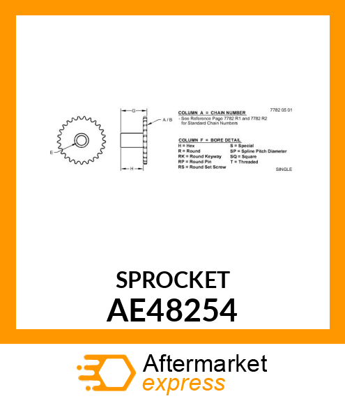 CHAIN SPROCKET, TAPERED SPLINE, 27T AE48254