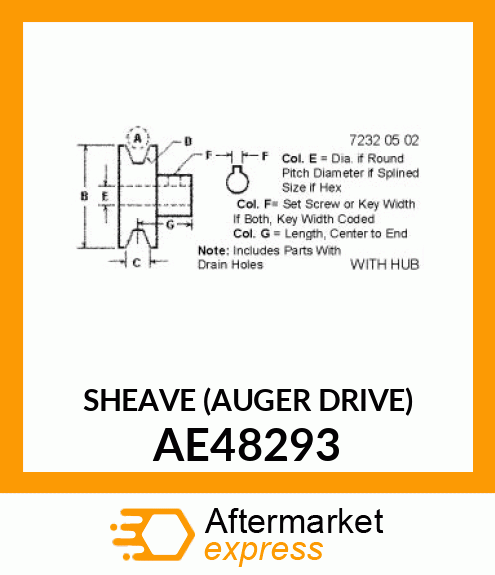 SHEAVE (AUGER DRIVE) AE48293