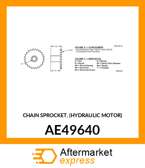 CHAIN SPROCKET, (HYDRAULIC MOTOR) AE49640