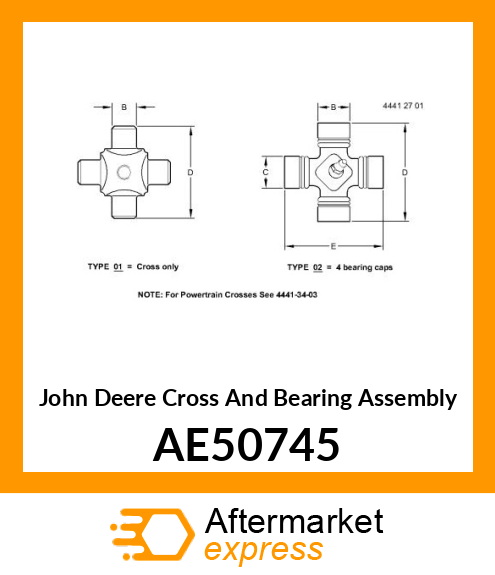 CROSS AND BEARING ASSEMBLY AE50745