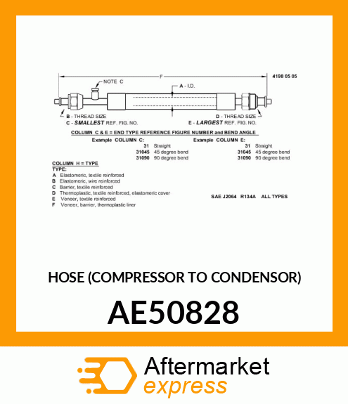 HOSE (COMPRESSOR TO CONDENSOR) AE50828