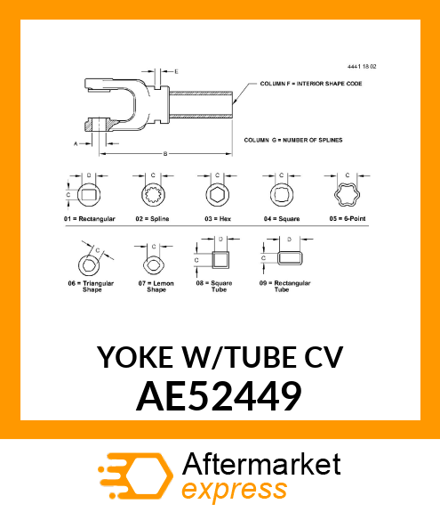 YOKE W/TUBE (CV) AE52449