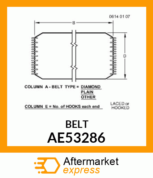 FLAT BELT, (WITH CLIPPER LACING) AE53286