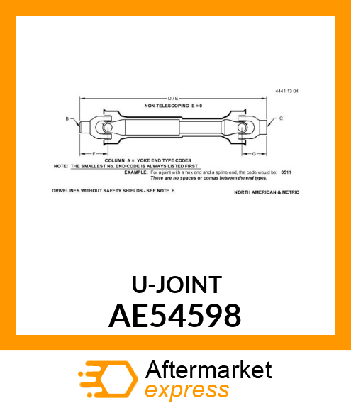 JOINT,UNIVERSAL(CUTERBAR DRIVELINE) AE54598