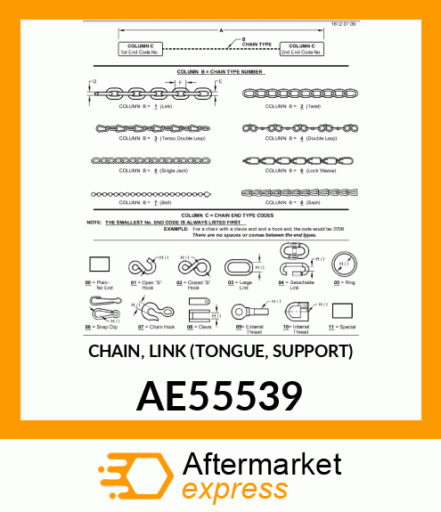 CHAIN, LINK (TONGUE, SUPPORT) AE55539