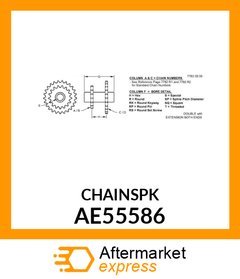 SPROCKET,CHAIN (14,15T RC60 W/HUB) AE55586