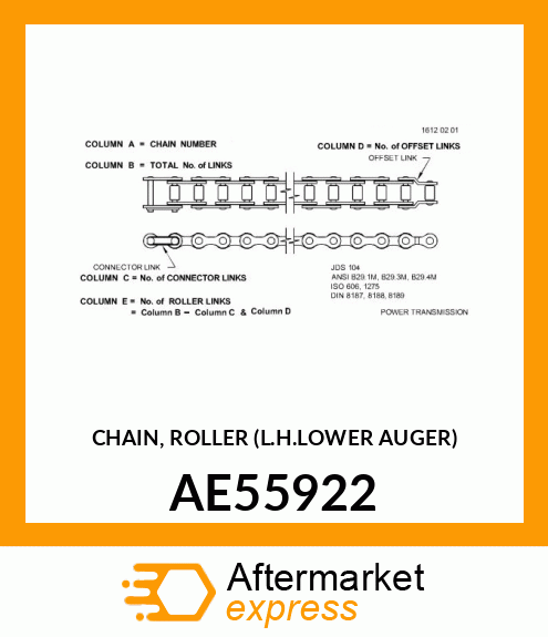 CHAIN, ROLLER (L.H.LOWER AUGER) AE55922