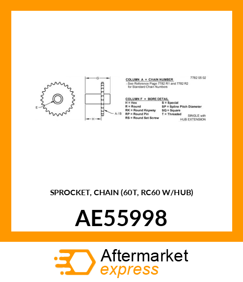 SPROCKET, CHAIN (60T, RC60 W/HUB) AE55998