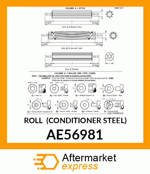 ROLL, STRAIGHT 8 ROLL, 890 PLATFORM AE56981