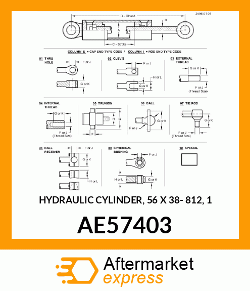 HYDRAULIC CYLINDER, 56 X 38 AE57403