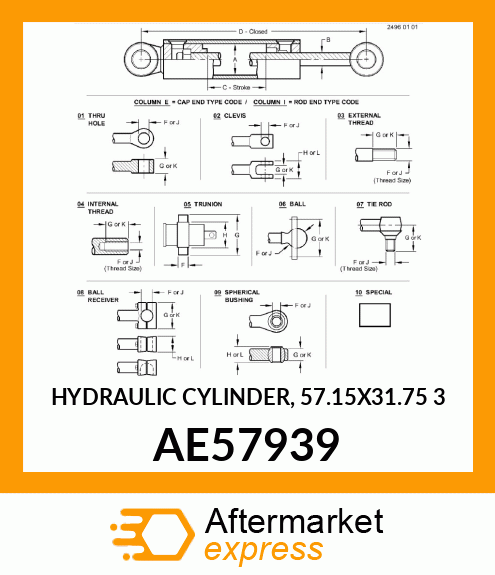 HYDRAULIC CYLINDER, 57.15X31.75 AE57939