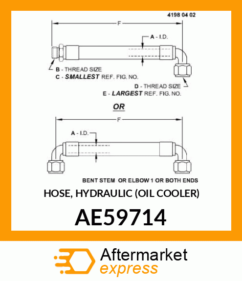 HOSE, HYDRAULIC (OIL COOLER) AE59714