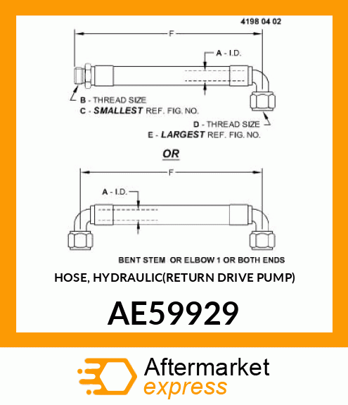 HOSE, HYDRAULIC(RETURN DRIVE PUMP) AE59929