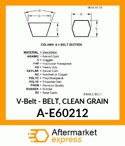 V-Belt - BELT, CLEAN GRAIN A-E60212