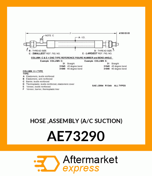 HOSE ,ASSEMBLY (A/C SUCTION) AE73290