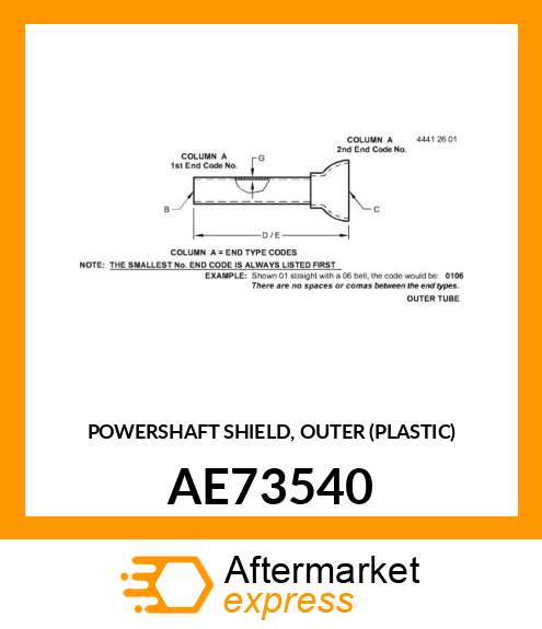 POWERSHAFT SHIELD, OUTER (PLASTIC) AE73540