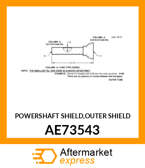 POWERSHAFT SHIELD,OUTER SHIELD AE73543