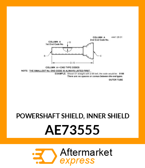 POWERSHAFT SHIELD, INNER SHIELD AE73555