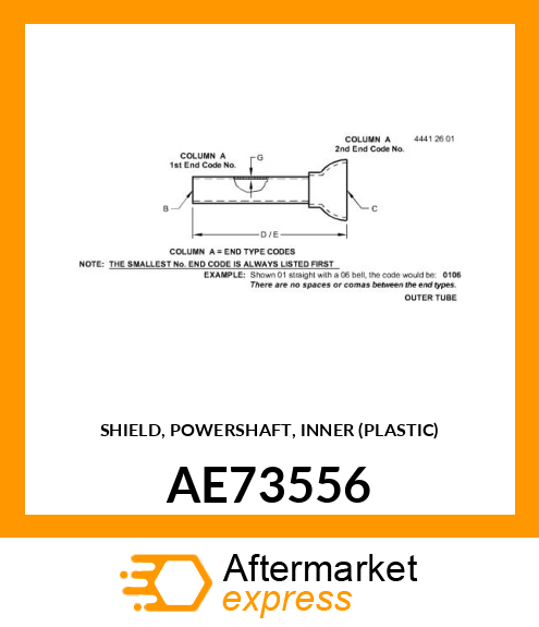 SHIELD, POWERSHAFT, INNER (PLASTIC) AE73556