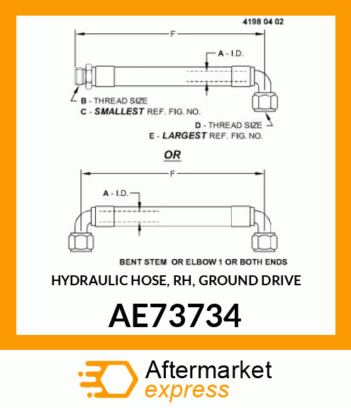 HYDRAULIC HOSE,(RH, GROUND DRIVE) AE73734