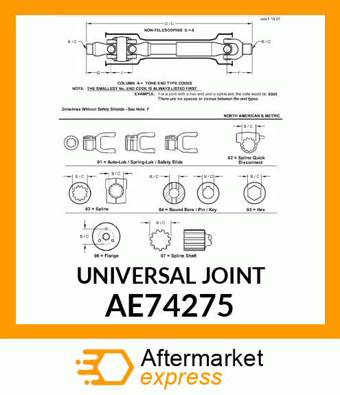 UNIVERSAL JOINT AE74275