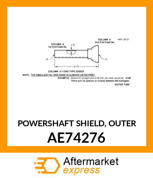 POWERSHAFT SHIELD, OUTER AE74276